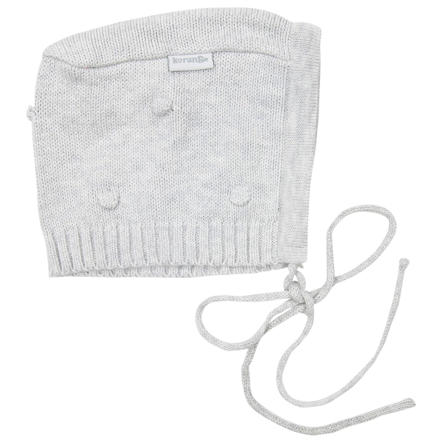 Knit Bonnet with Polkadot Grey