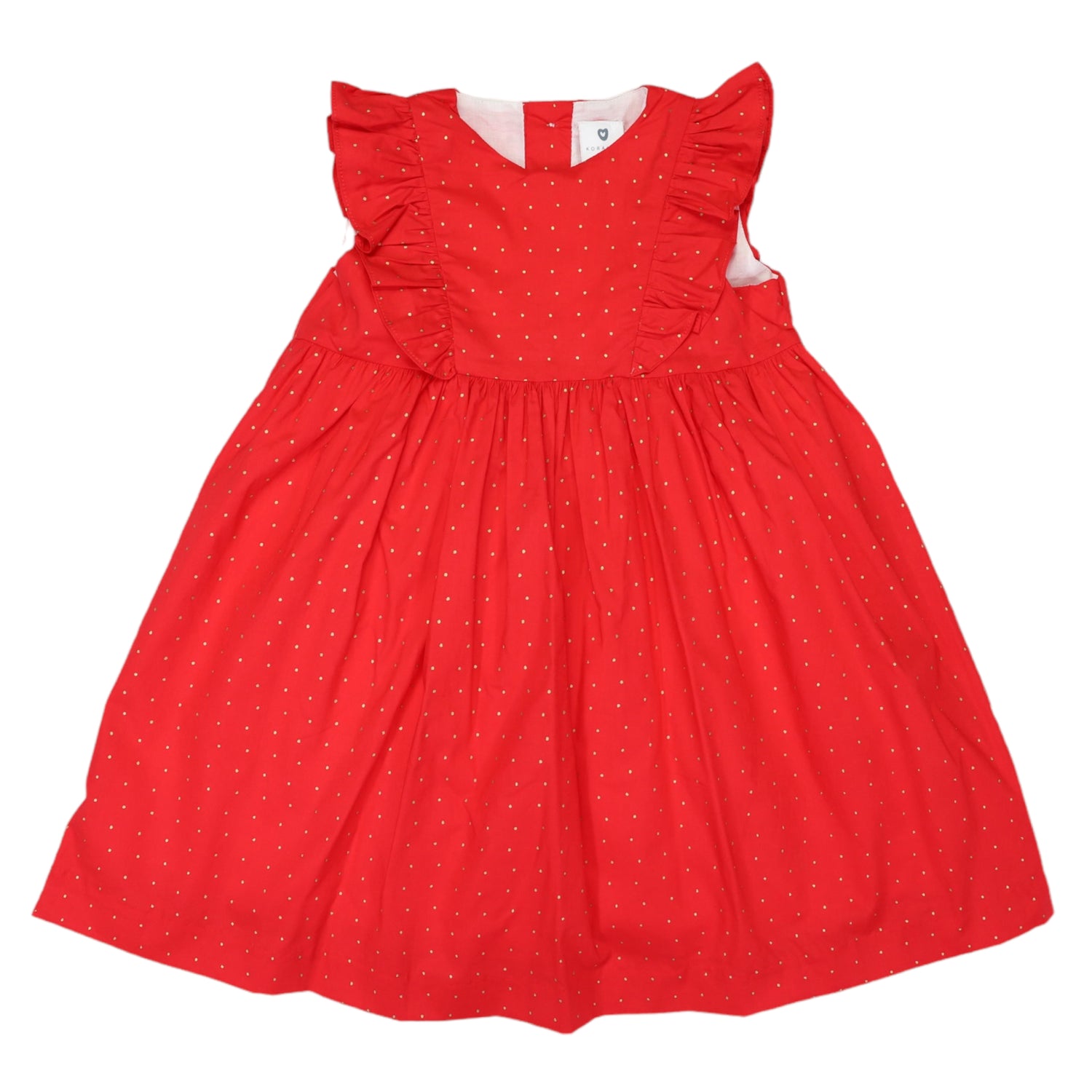 Gold Spot Frill Dress Red