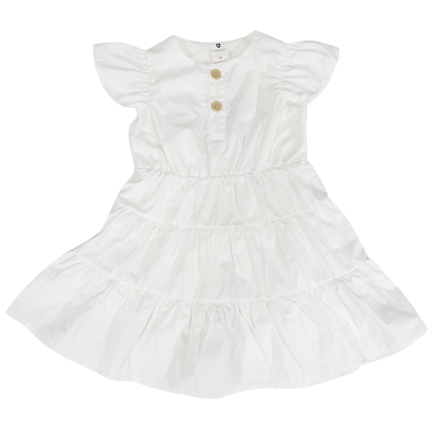 Tiered Cotton Lawn Dress White