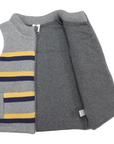 Padded Knit Striped Vest with Zip Charcoal
