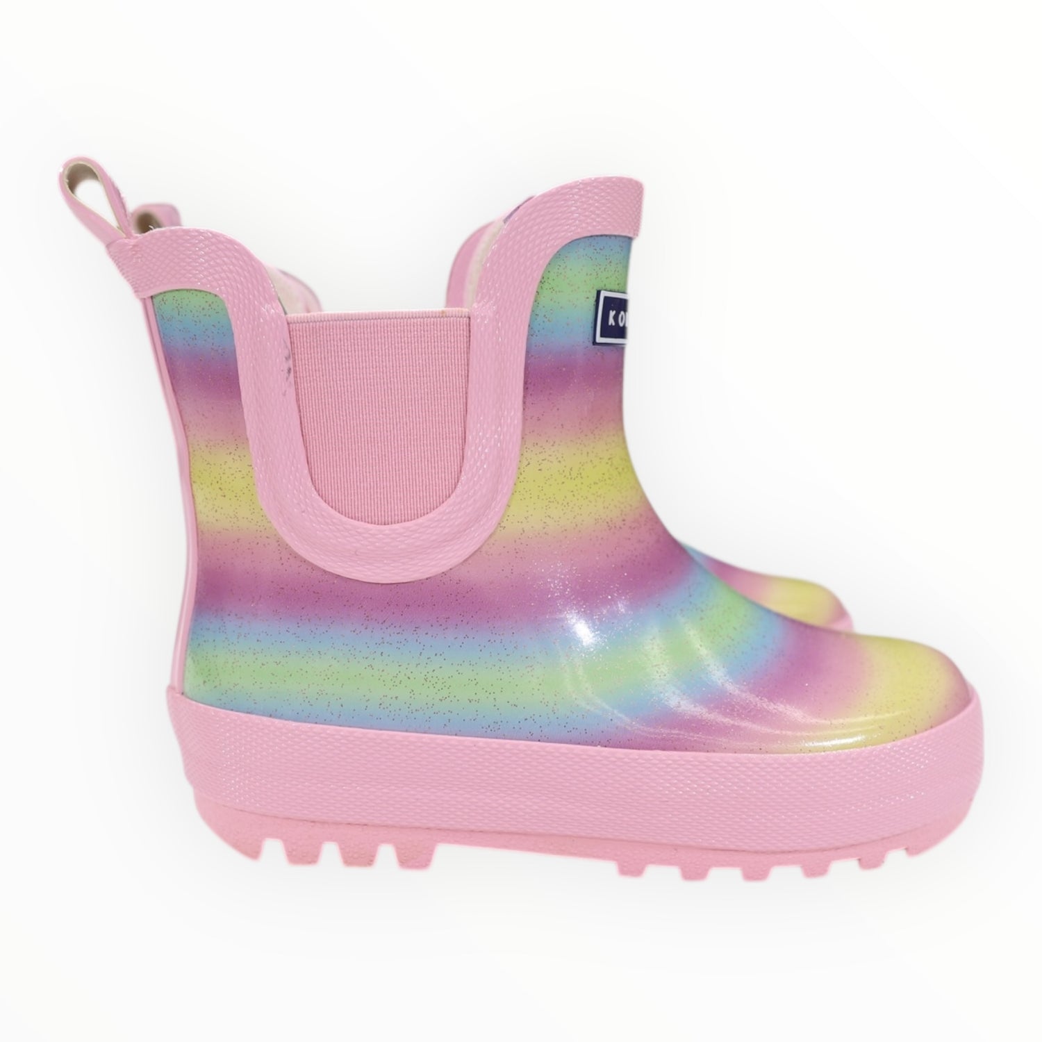 Glitter Rainbow Short Gumboot Pink