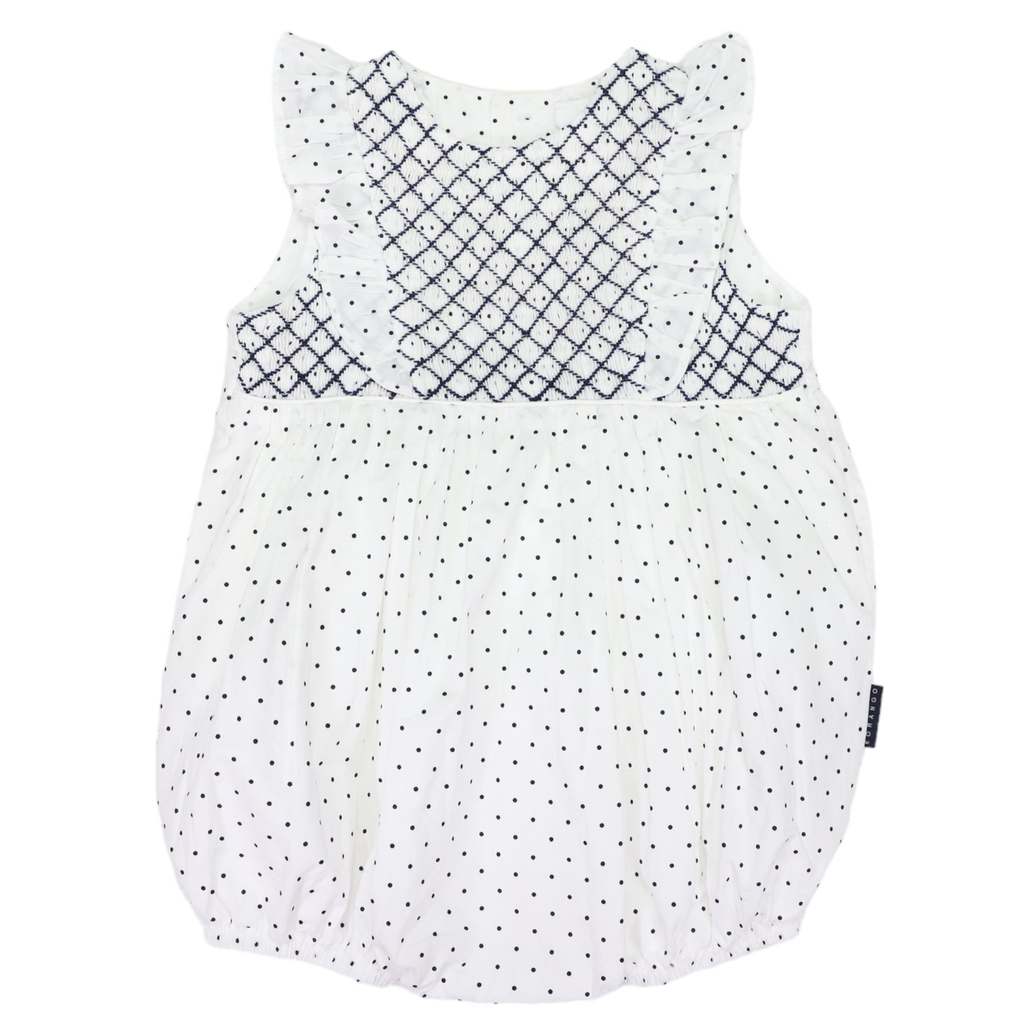 Smocked Poplin  Spot Sunsuit White