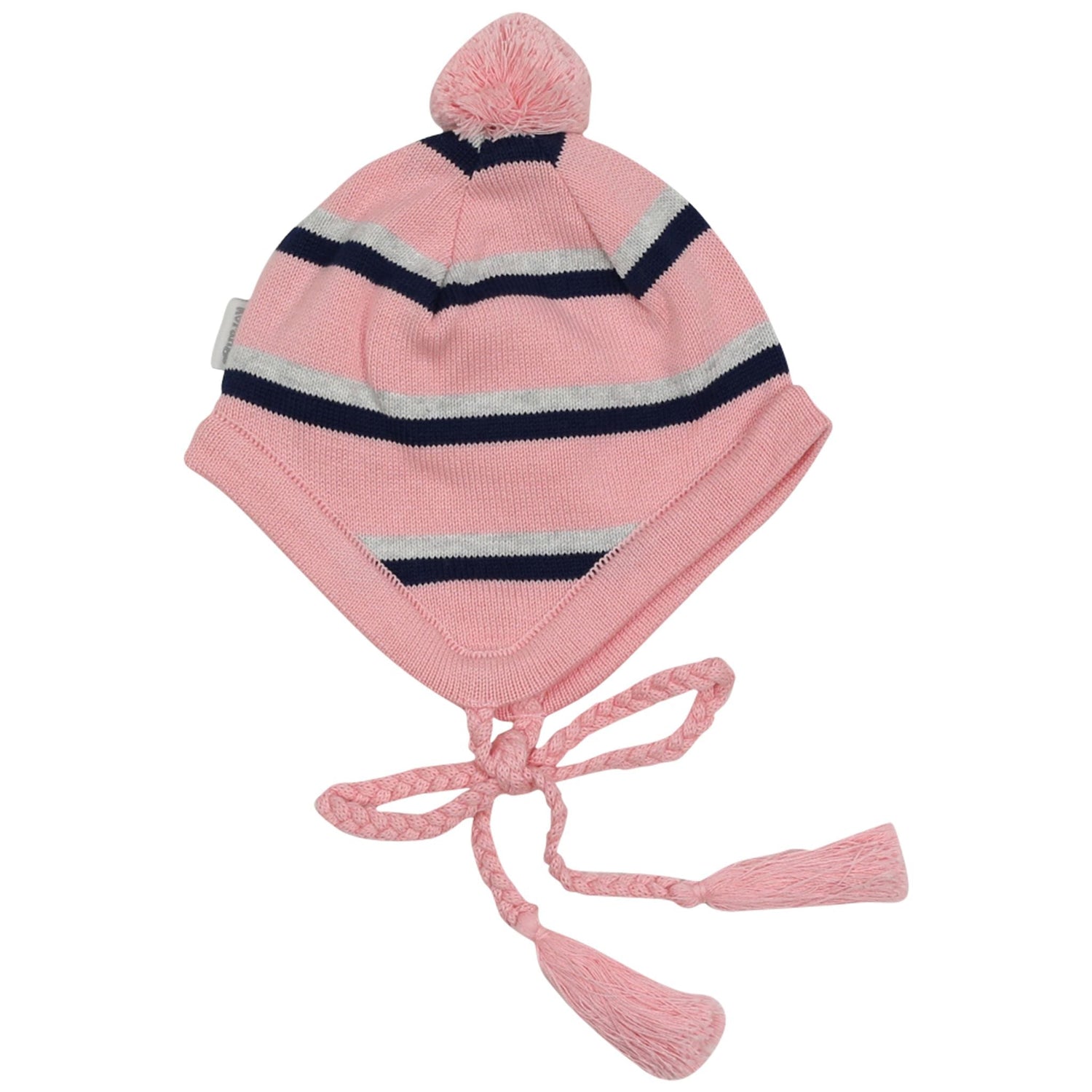 Knit Striped Girls Beanie Pink