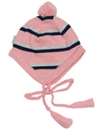 Knit Striped Girls Beanie Pink