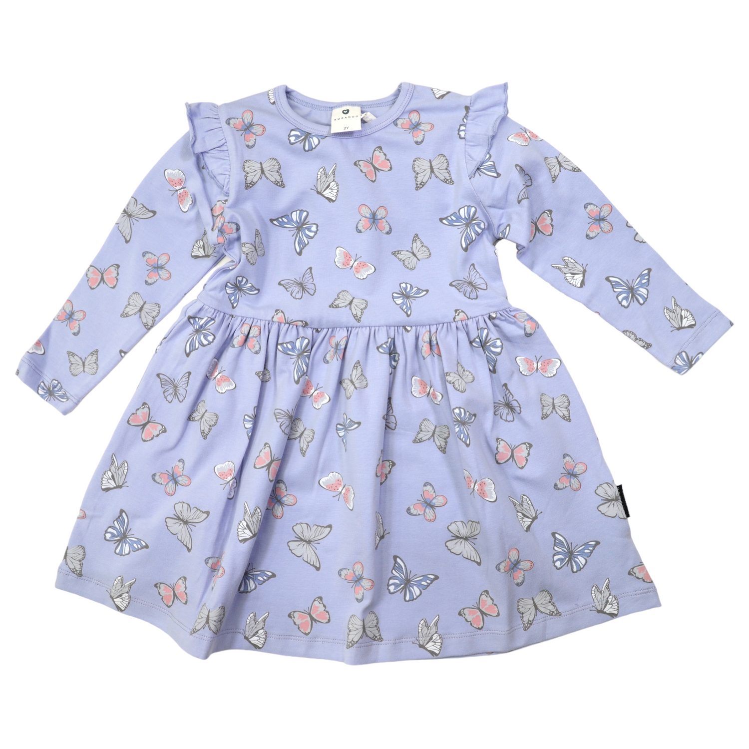 Butterfly Print Long Sleeve Dress Blue Herron