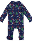 Pyjamas Cotton Modal Xmas Long Sleeve Zip Romper Navy