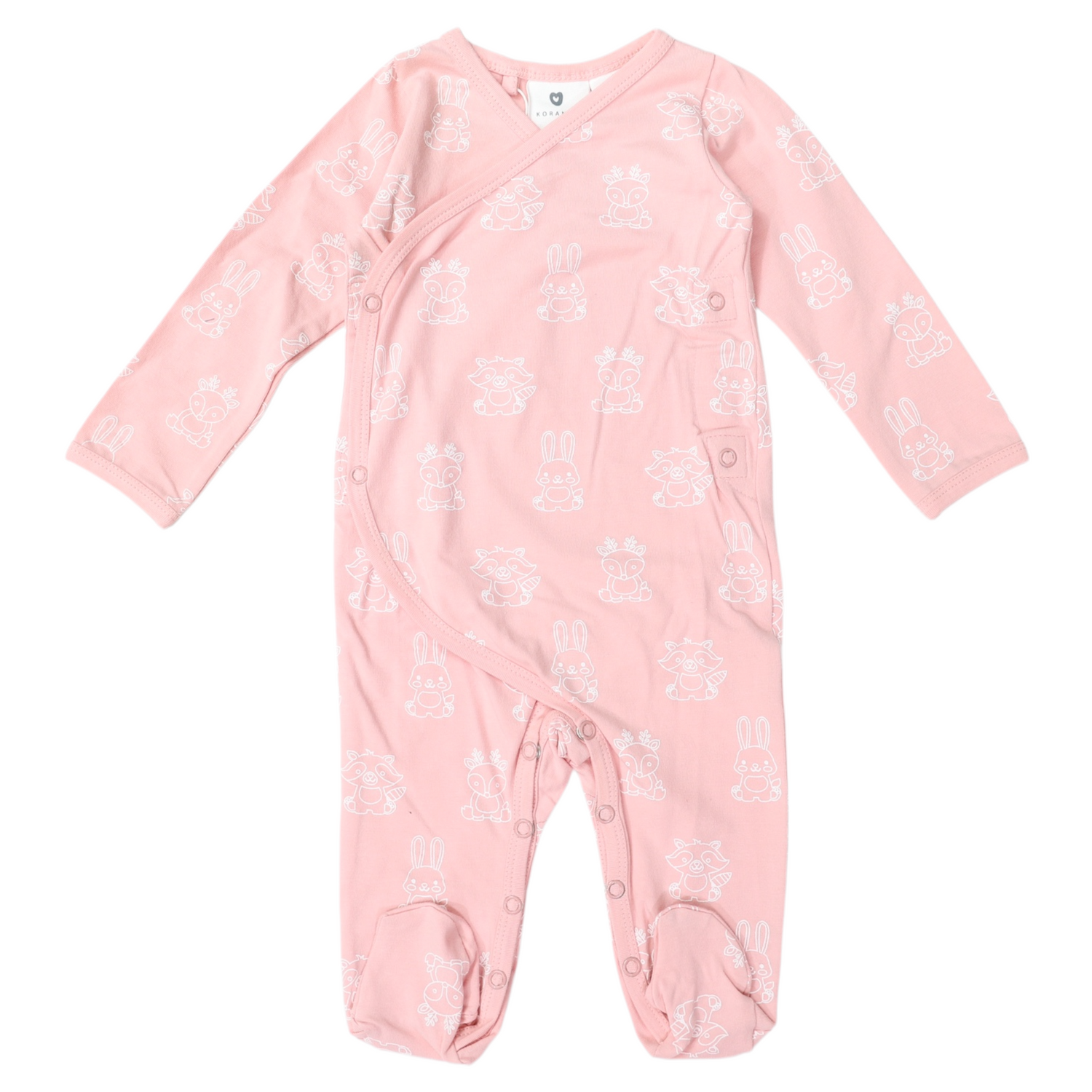 Organic Cotton Long Sleeve Romper Pink Print