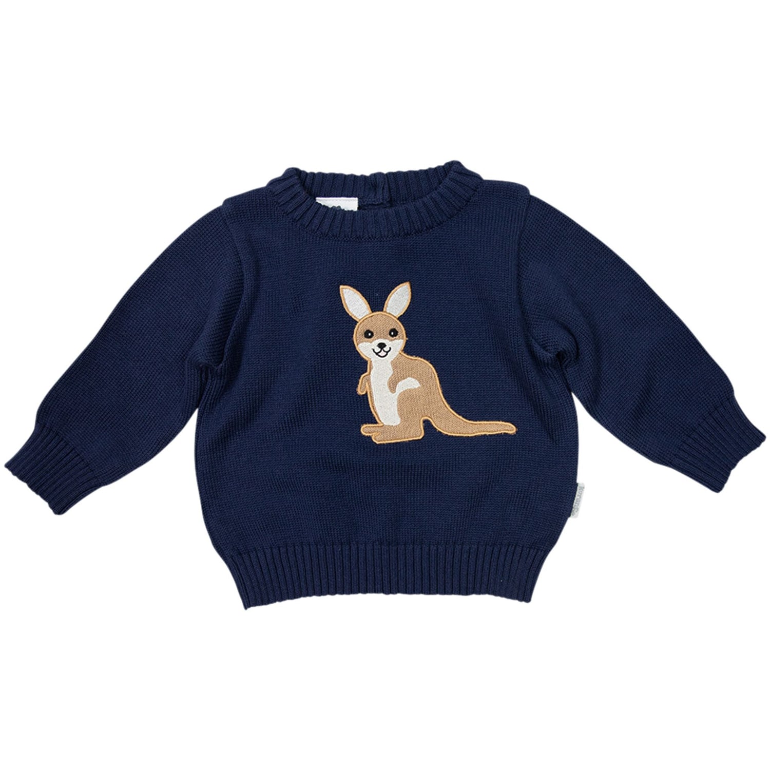 Knit Sweater with Kangaroo Applique Navy