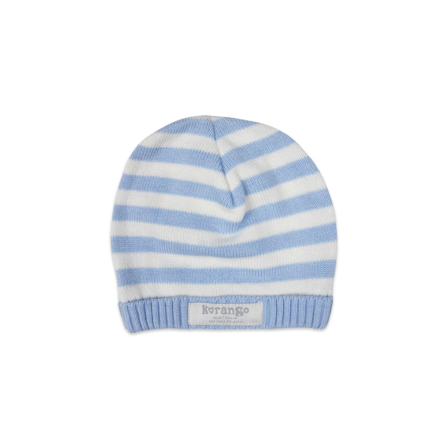 Striped Knit Beanie Baby Blue & White