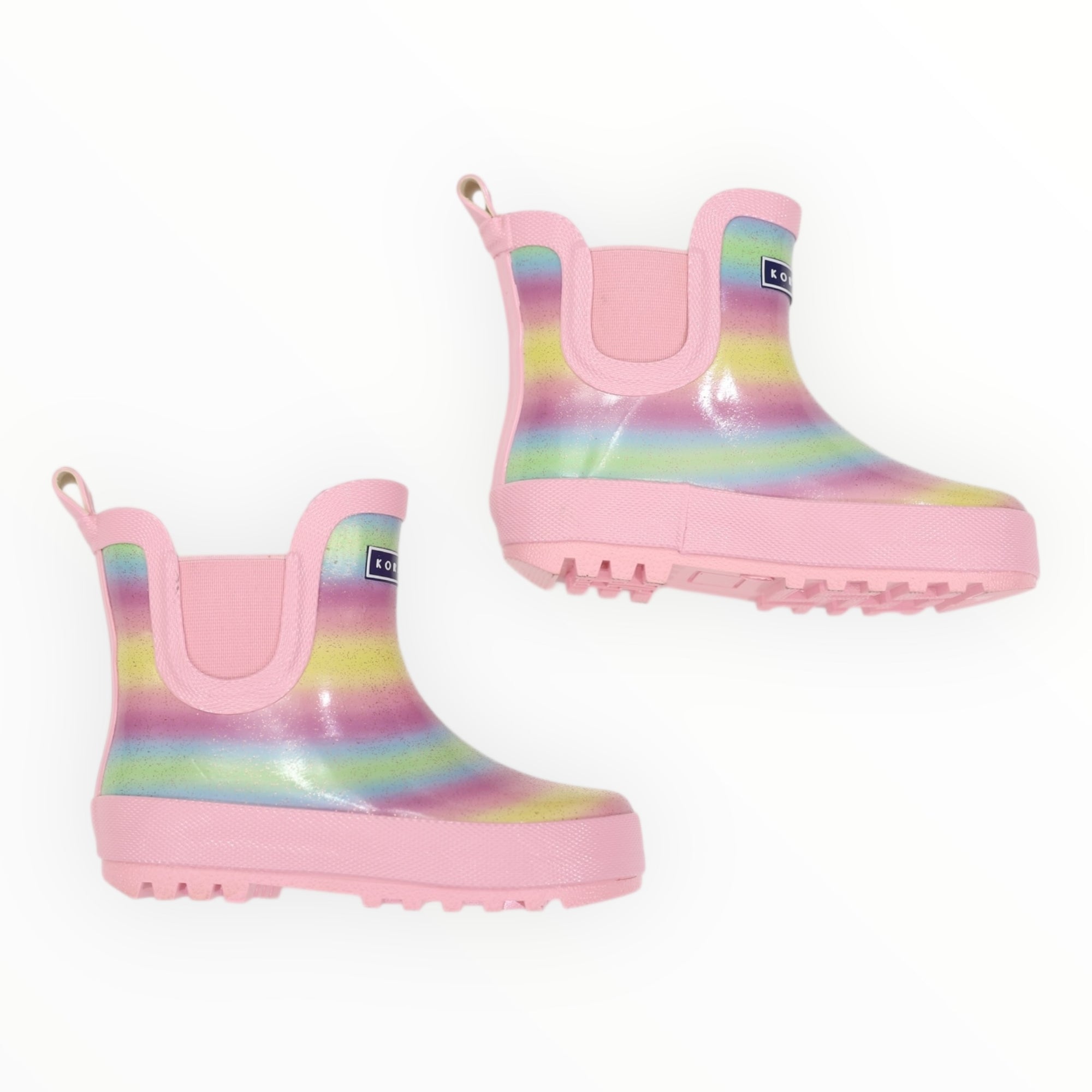 Glitter Rainbow Short Gumboot Pink