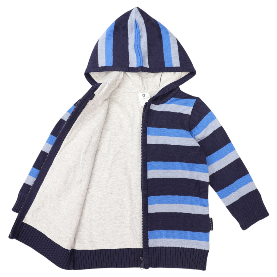 Lined Knit Jacket Blue Stripe