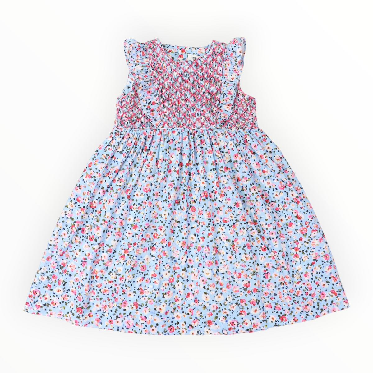 Floral Smocked Dress Blue