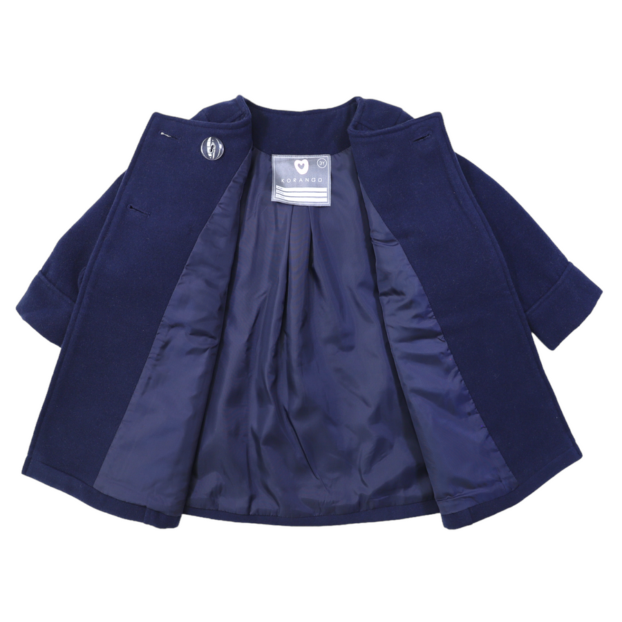 Double Breasted Satin Lined Overcoat Navy