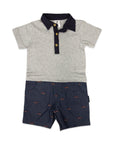 Race Car Printed Shortall Dark