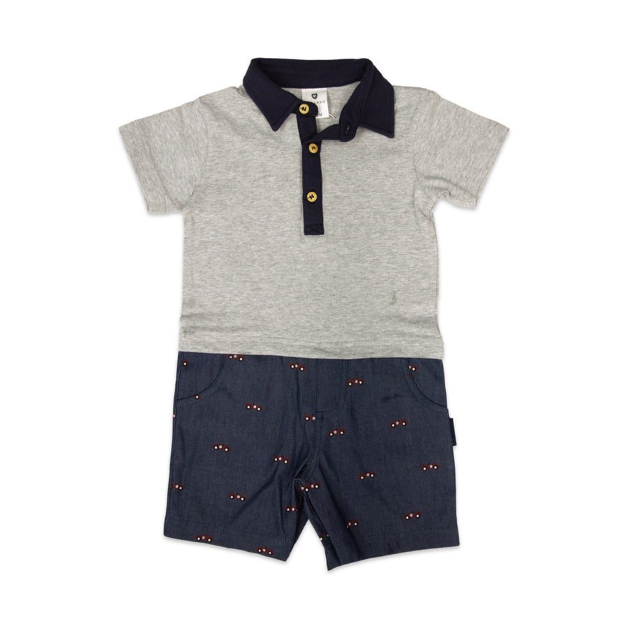 Race Car Printed Shortall Dark