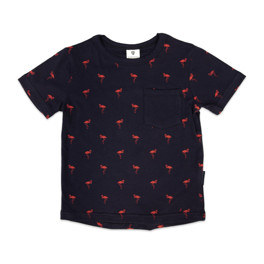 Pocket Tee with Flamingo Print