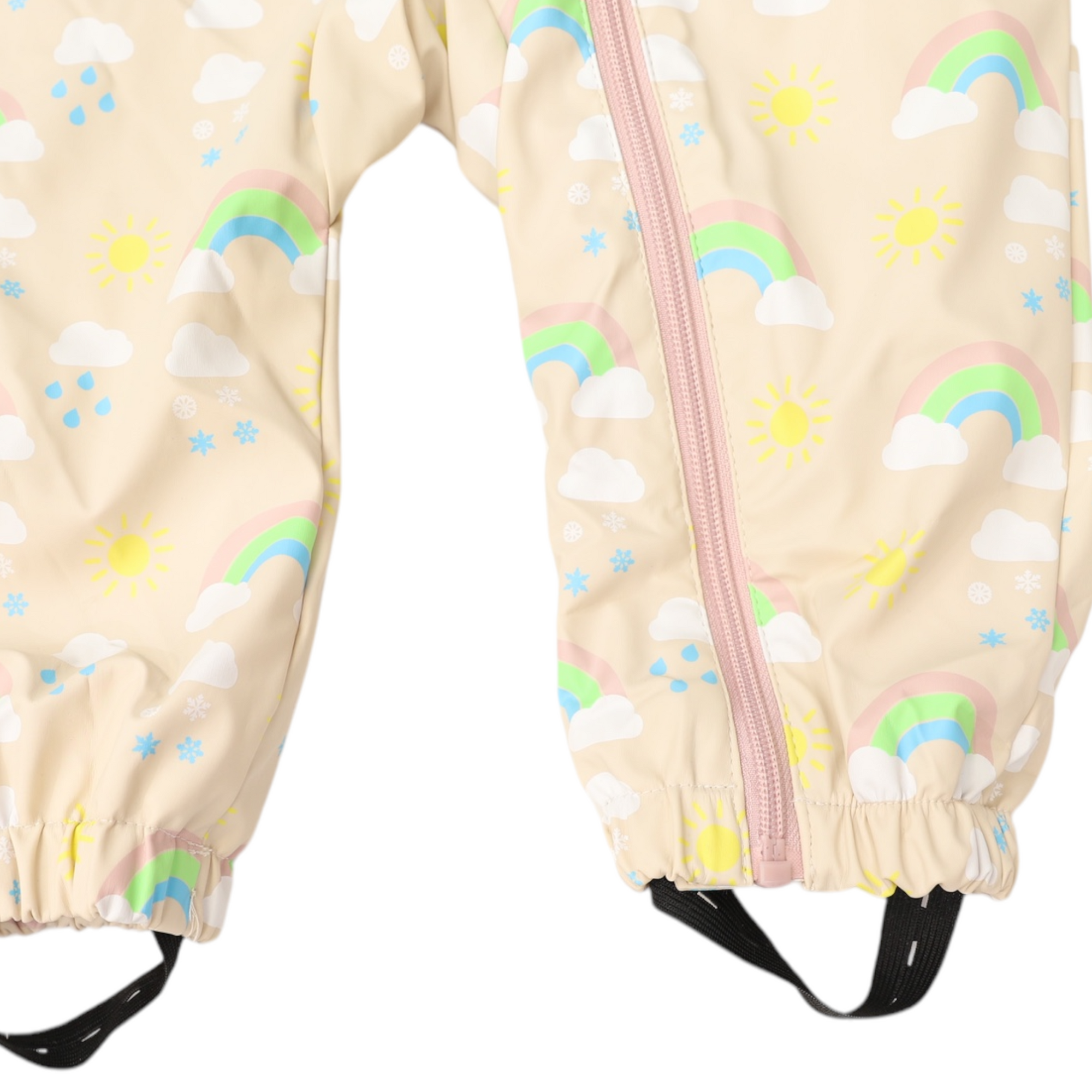 Sunshine &amp; Rainbows Polar Fleece Lined Zip Rain Suit Tapioca