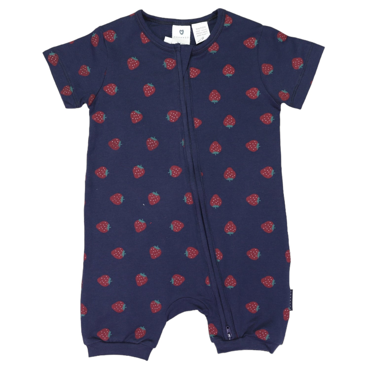 Strawberry Print Short Sleeve Romper Navy