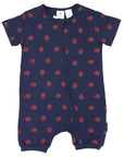 Strawberry Print Short Sleeve Romper Navy