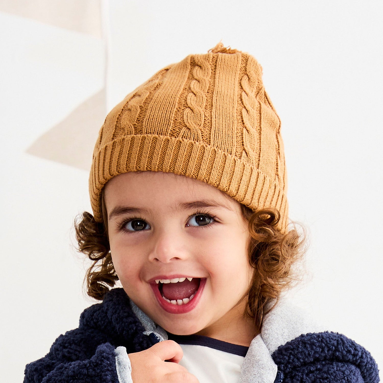 Cable Knit Beanie Mustard