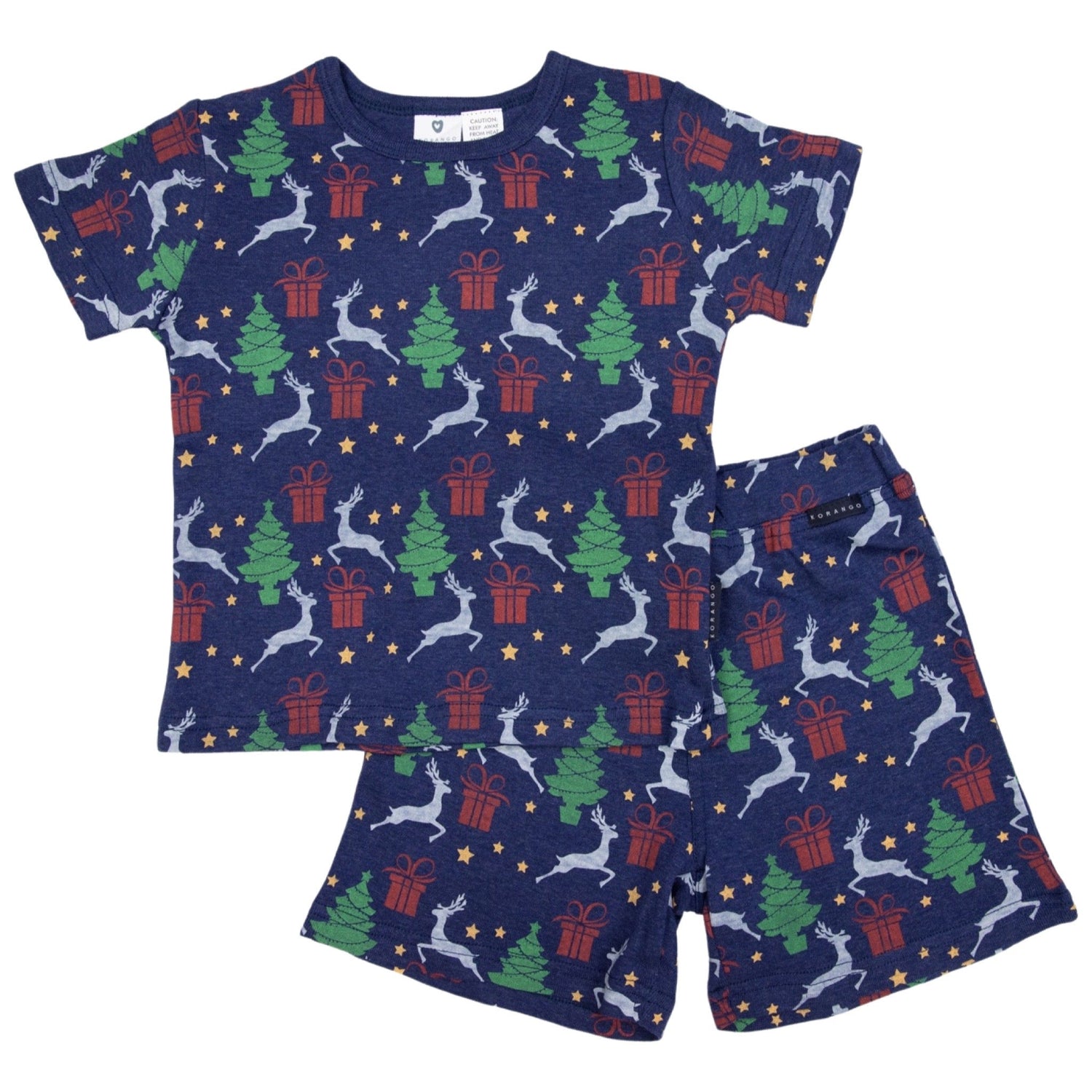 Pyjamas Cotton Modal Xmas Short Sleeve Top & Short Navy