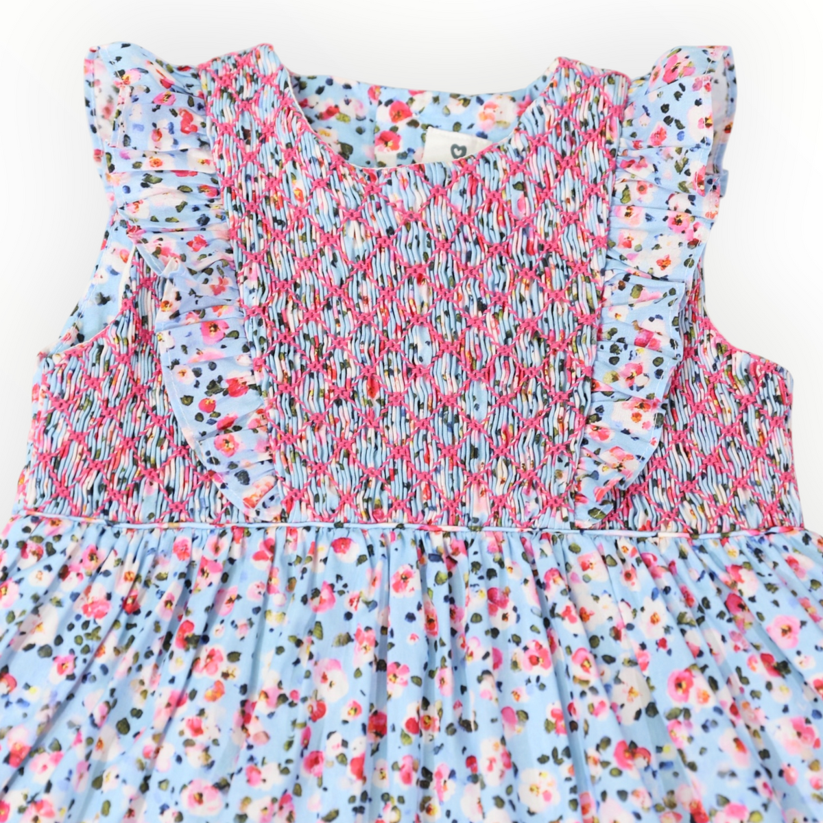 Floral Smocked Dress Blue