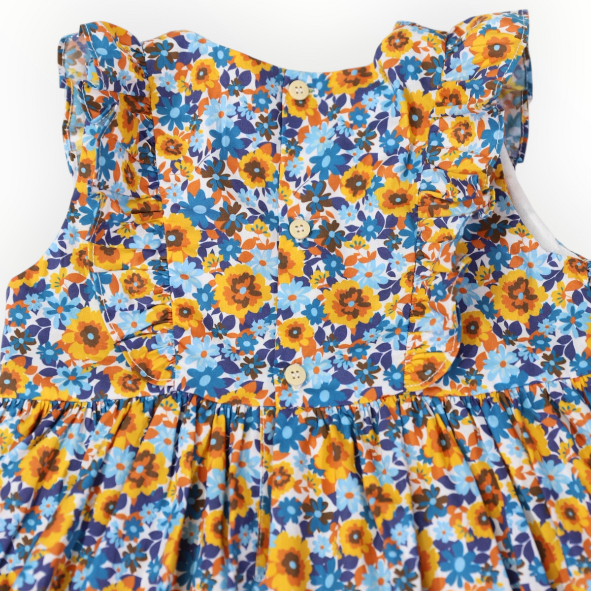 Bold Smocked Floral Dress Blue