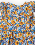 Bold Smocked Floral Dress Blue