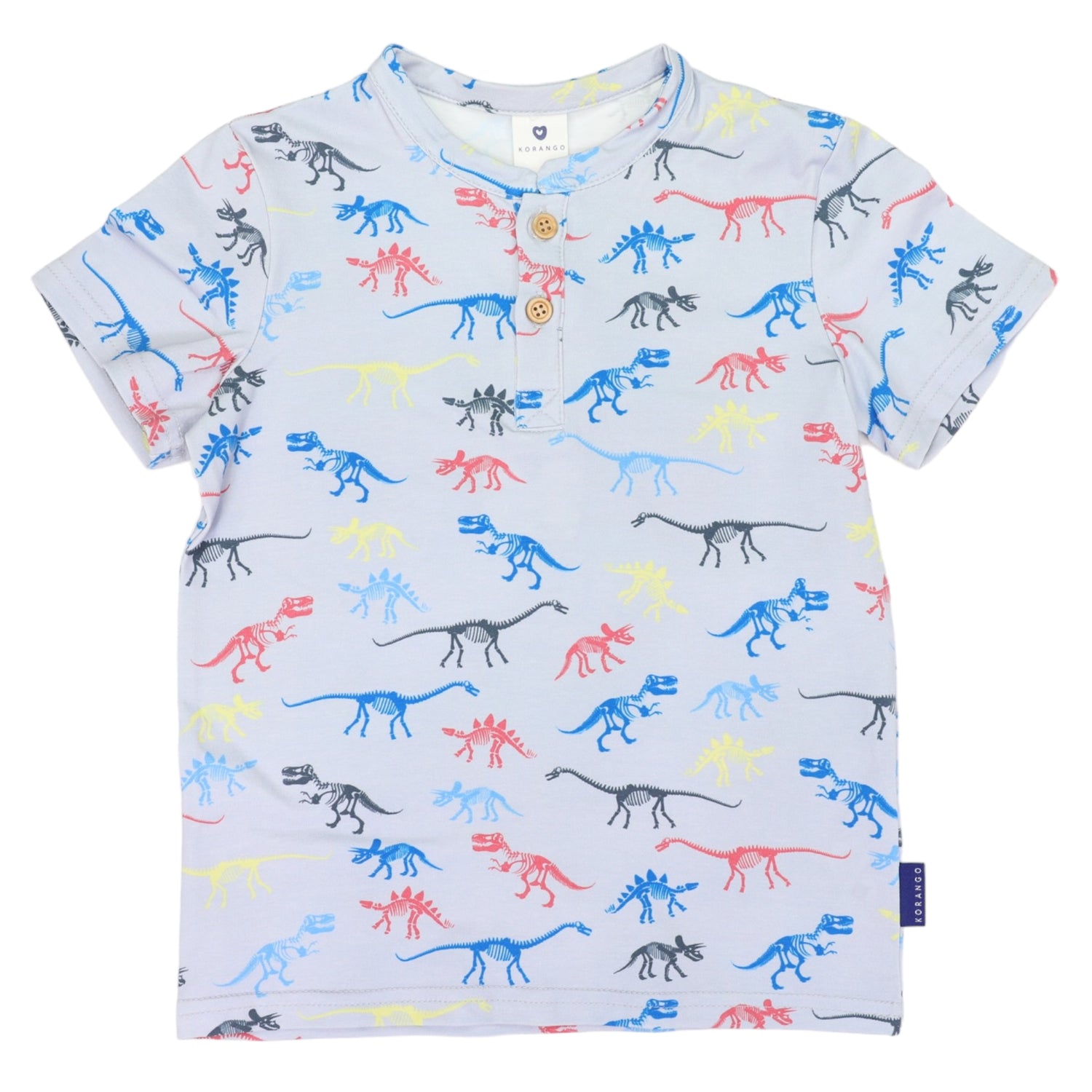 Dinosaur Fossil Henley Tee Grey