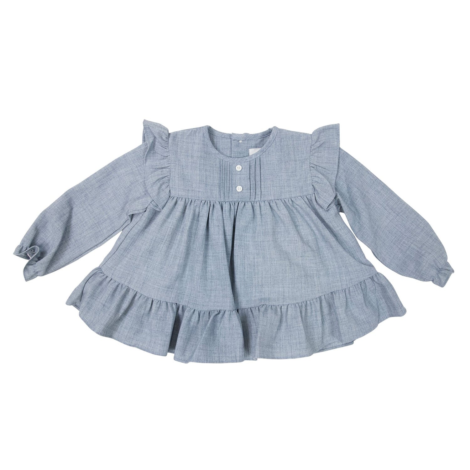 Soft Woven Frill Blouse Grey