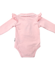 Frill Collared Cotton Bodysuit Dusty Pink