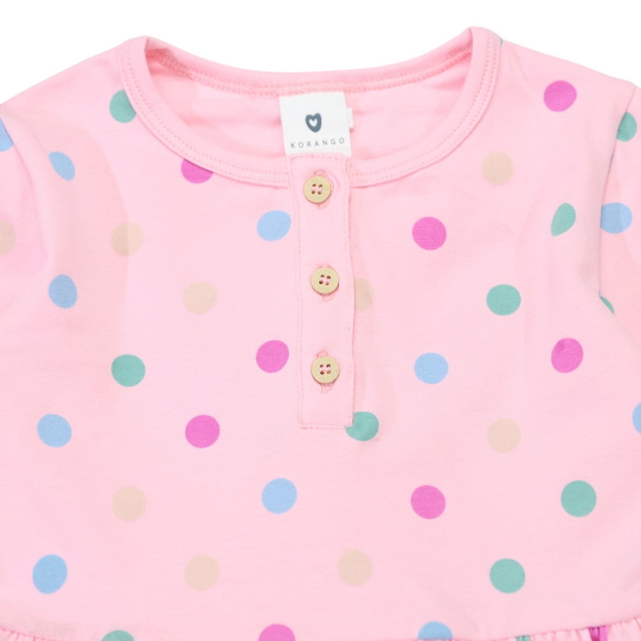Polkadot Cotton Dress Pink