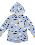 Hooded Dino Top Blue