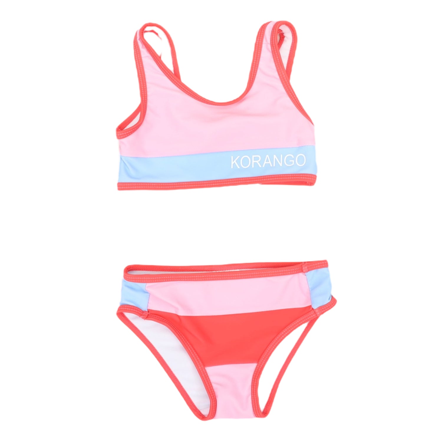 Pink Contrast Swim Crop Set Pink