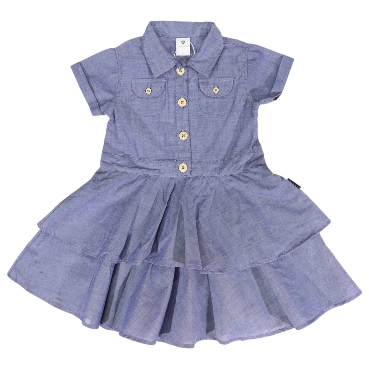 Chambray Tiered Swing Dress Dark