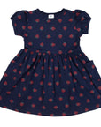 Strawberry Print Cotton Dress Navy