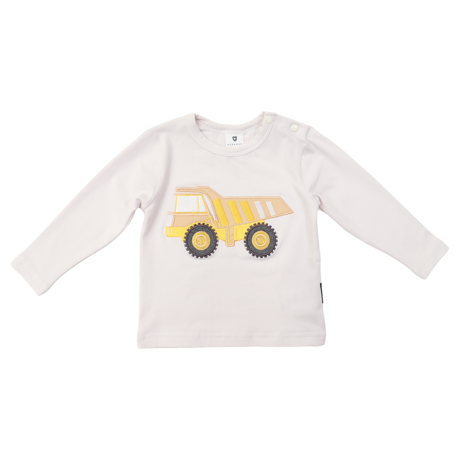 Long Sleeve Applique Truck Tee Grey