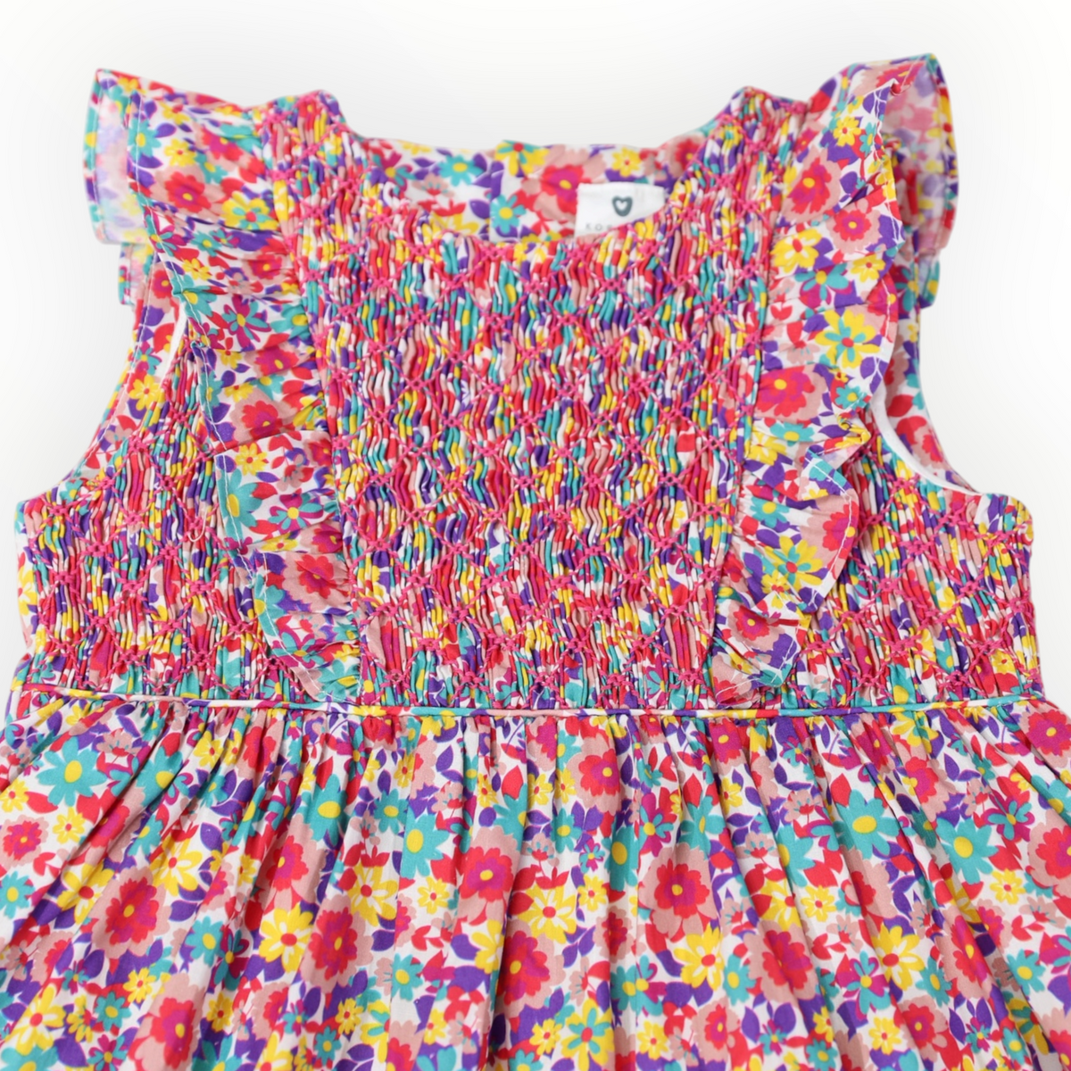 Bold Smocked Floral Dress Pink