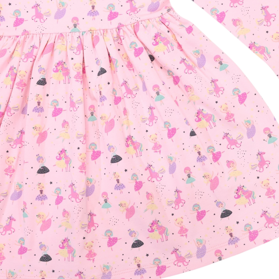 Dancing Unicorn Print Dress Pink