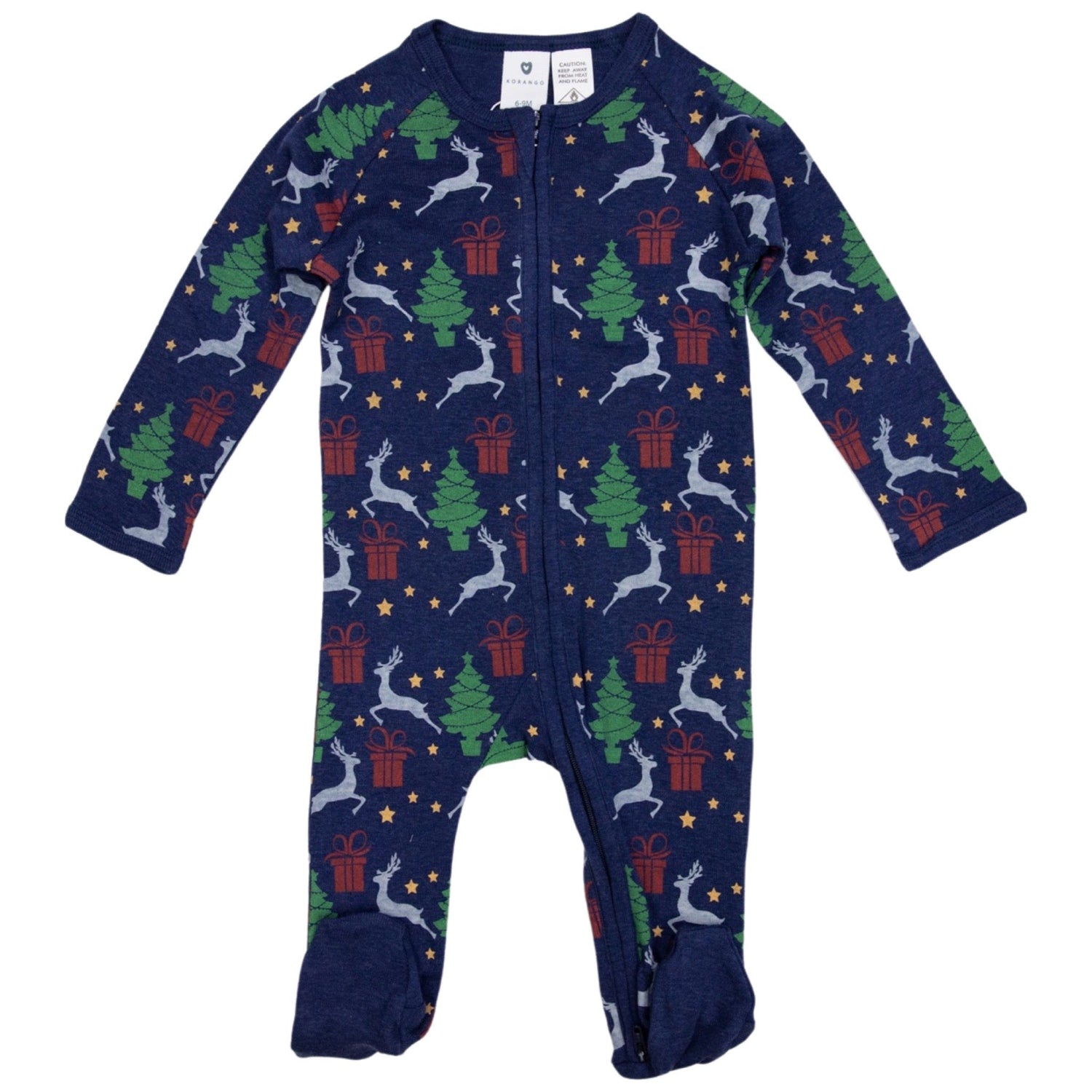Pyjamas Cotton Modal Xmas Long Sleeve Zip Romper Navy