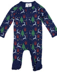 Pyjamas Cotton Modal Xmas Long Sleeve Zip Romper Navy