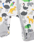 Australian Animal Zip Onesie Grey