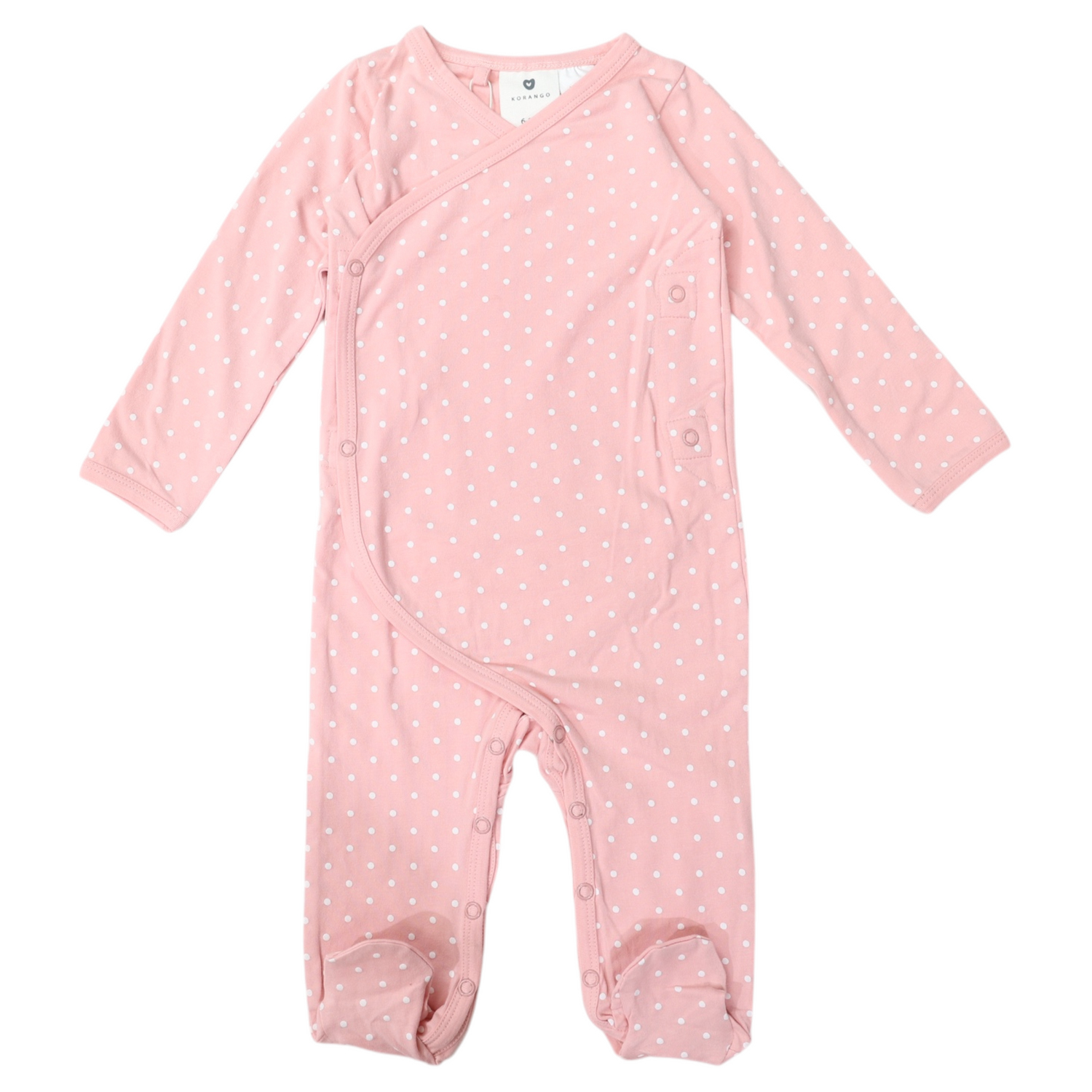 Organic Cotton Long Sleeve Romper Pink Spot