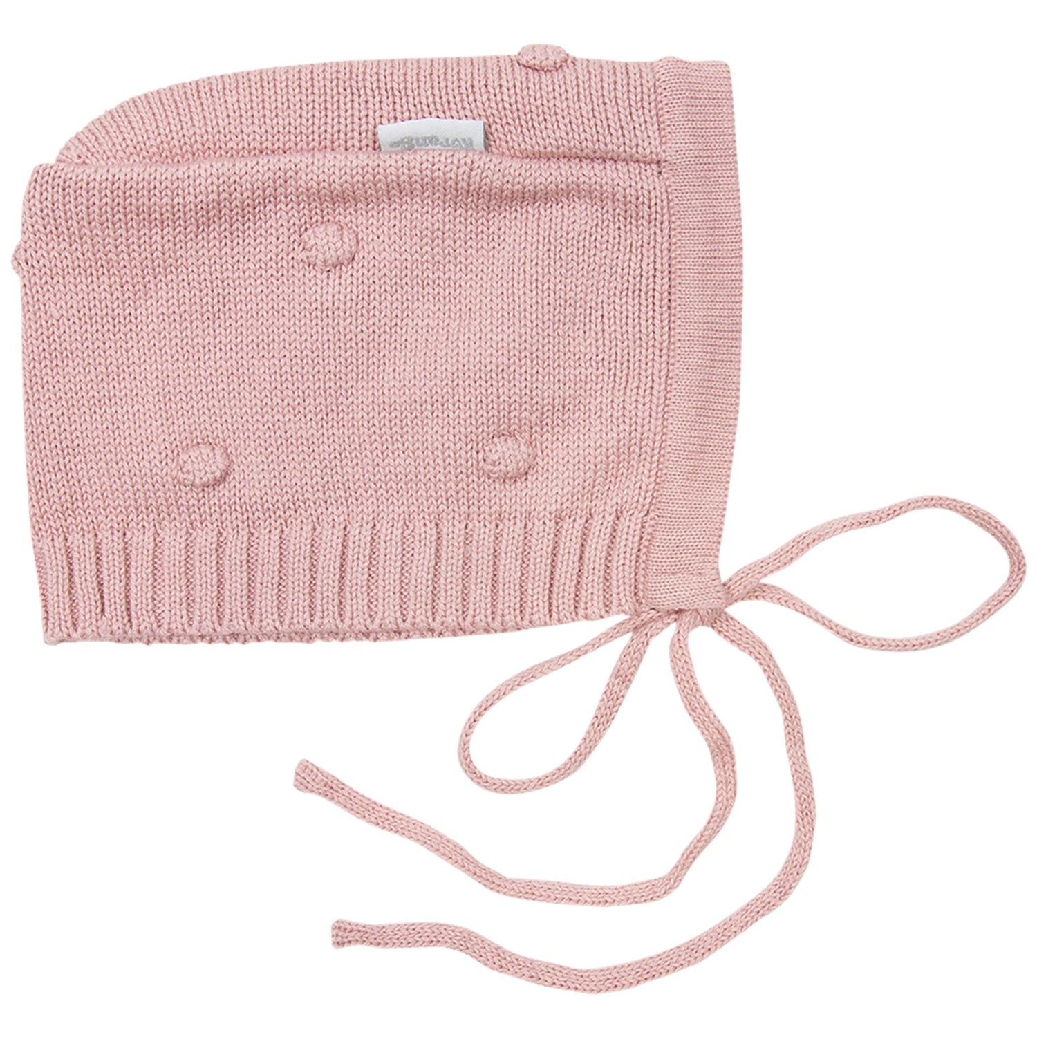 Knit Bonnet with Polkadot Pink