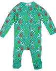 Pyjamas Cotton Modal Xmas Long Sleeve Zip Romper Green