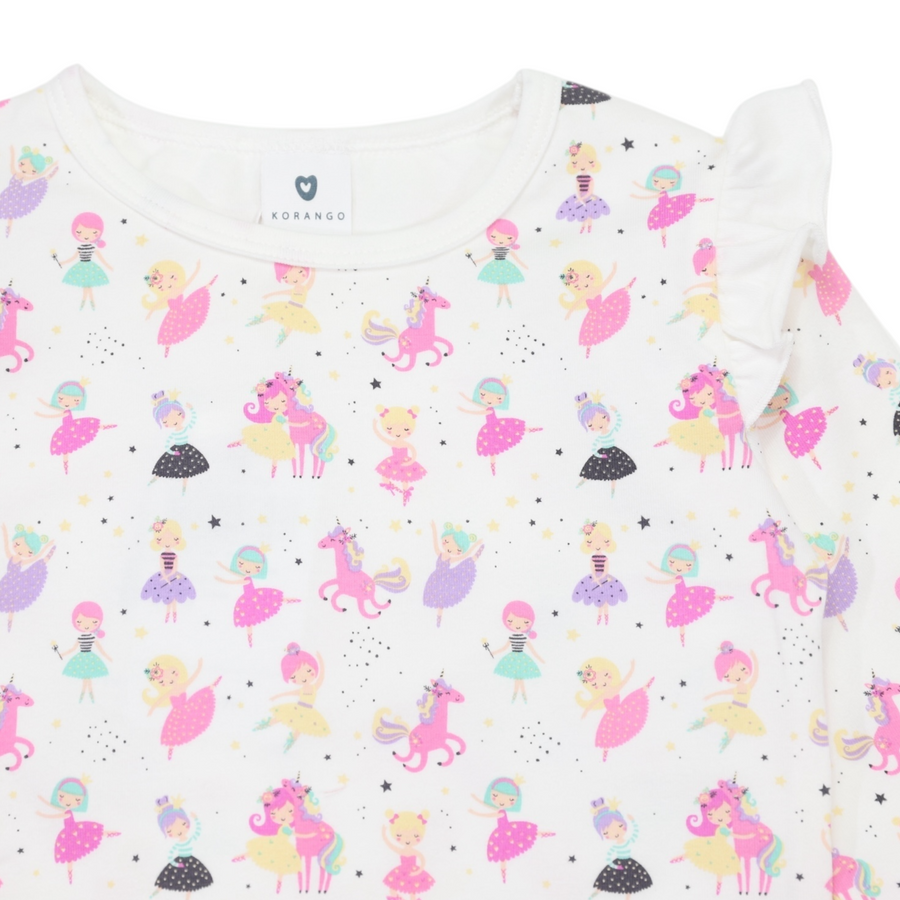 Dancing Unicorn Frill Print Tee Cream