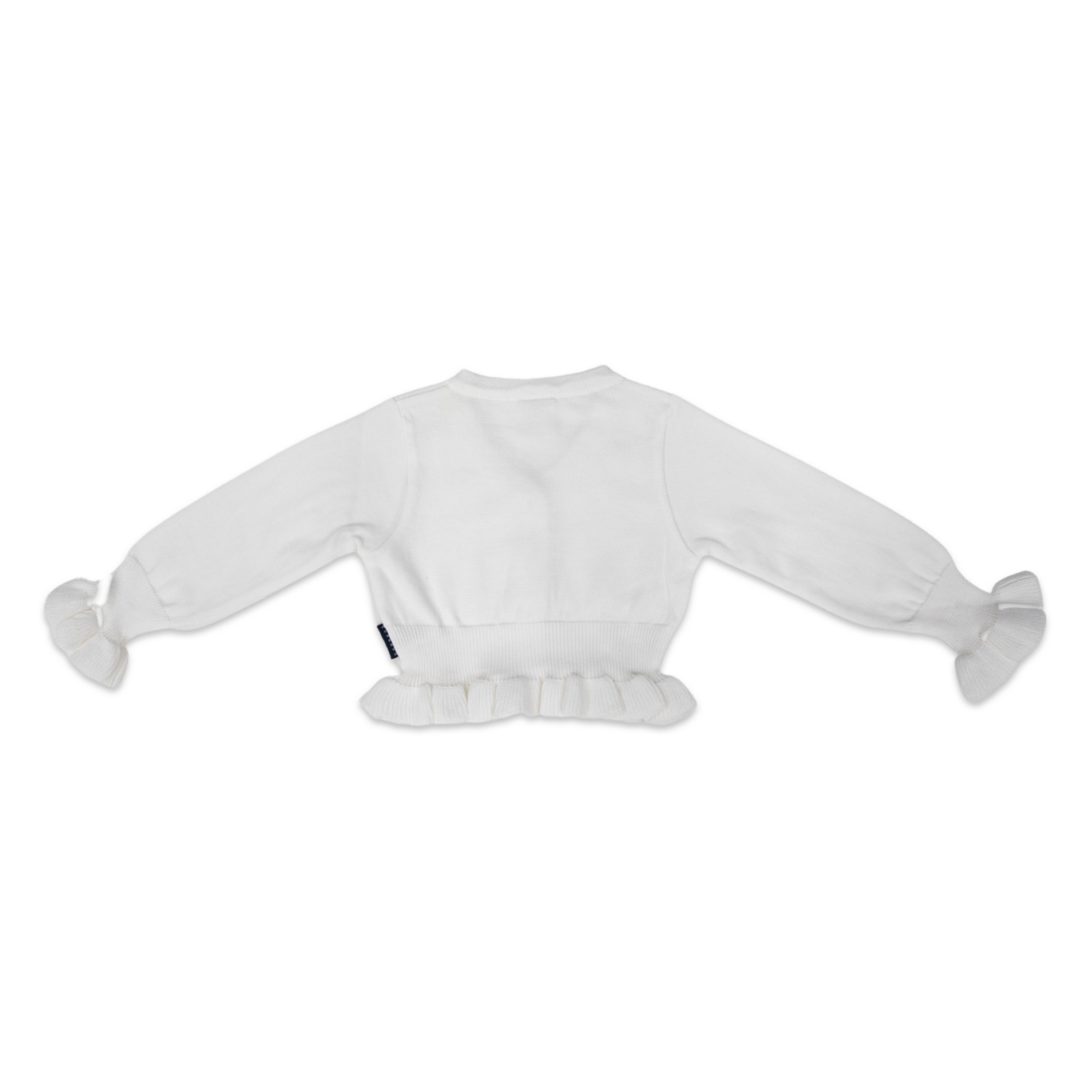 Knit Cardigan with Ruffles White