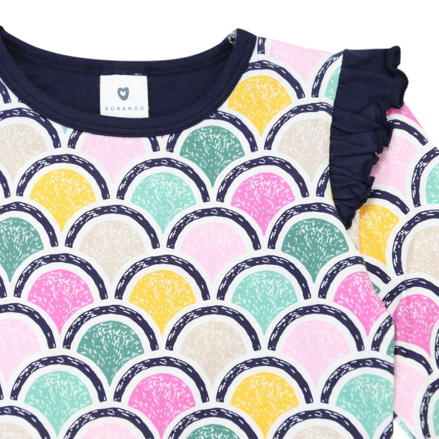 Arch Frill Print Tee Green