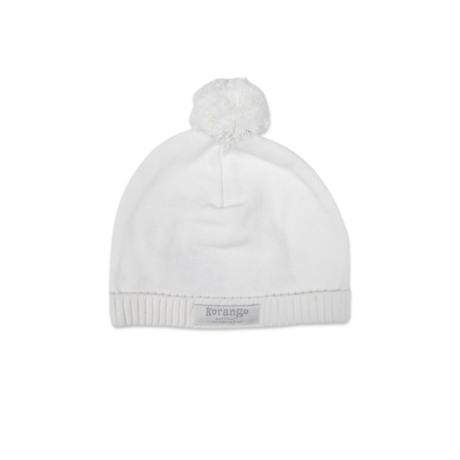 Knitted Beanie White with Pom