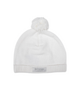 Knitted Beanie White with Pom